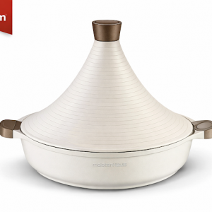 Tajine en céramique blanc avec couvercle conique pour cuisson traditionnelle